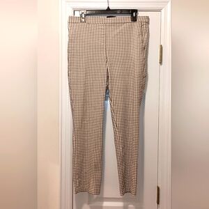 Massimo Fabbro cropped Plaid Cream black Trousers size 10